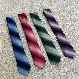 NWT Egara Men’s Tie Bundle of 4 Elegant Striped Extra Long Skinny Ties